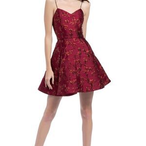 Alice + Olivia Burgundy Floral Mini Dress